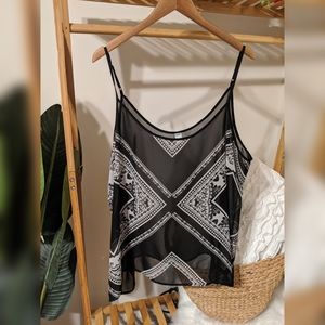 Sheer black and white tank